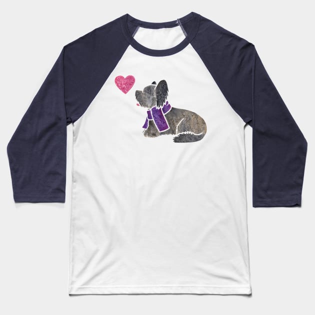 Watercolour Skye Terrier Baseball T-Shirt by animalartbyjess